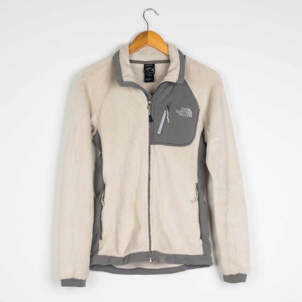 Women's The North Face Jacket Polartec Fleece Off White/Gray size Small